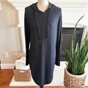 ATHLETA BLACK SOLITUDE HOODIE SWEATSHIRT DRESS SIZE M